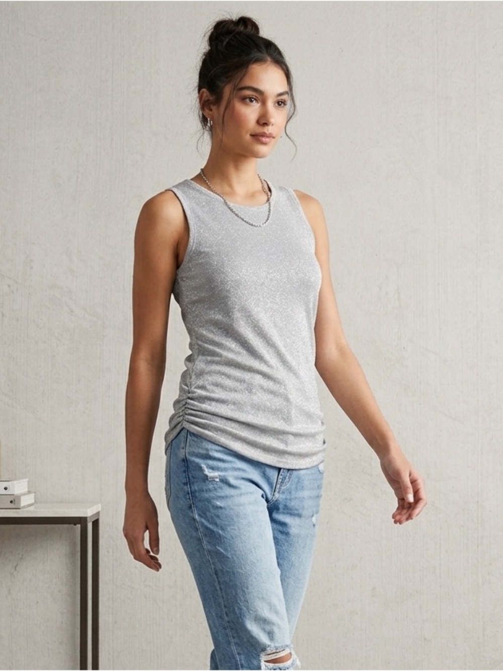 Shimmer Knit shirt in Silver